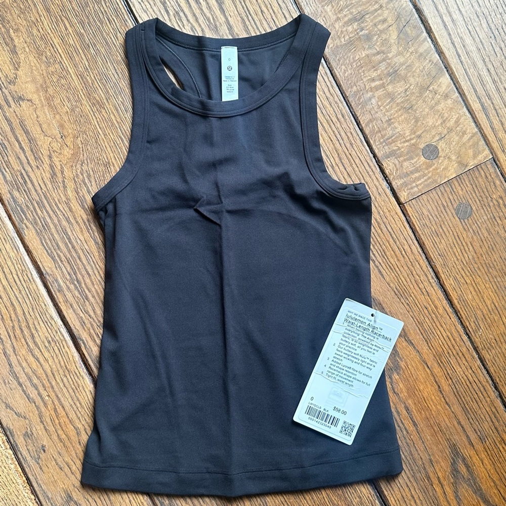 NWT Lululemon Align Racerback Waist Length Tank - Black - Size 0